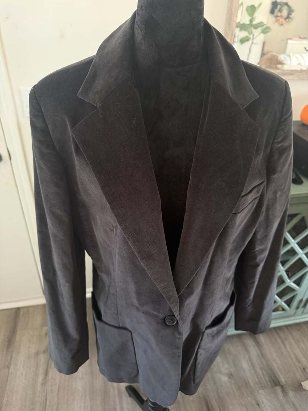 Harvé Benard Blazer Size 16 Black Cotton Corduroy Casual Jacket